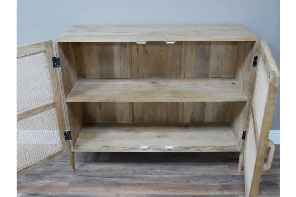 Wood & rattan decorative storage cabinet