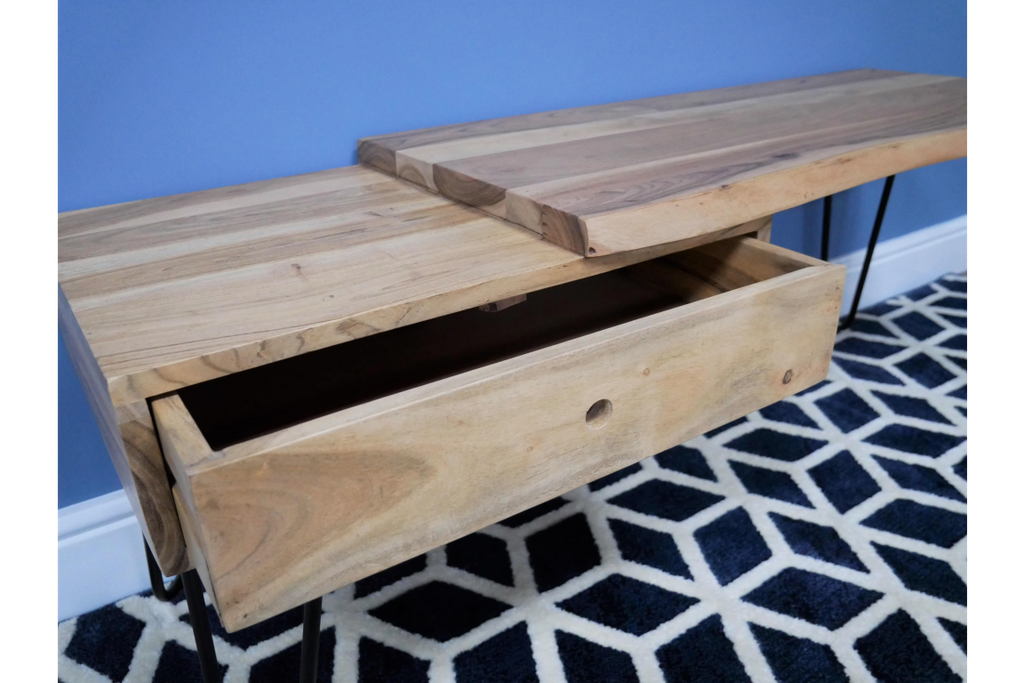 Rustic wood Tv storage cabinet with iron hairpin legs