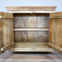 Natural wood ornate carved 2 door cupboard