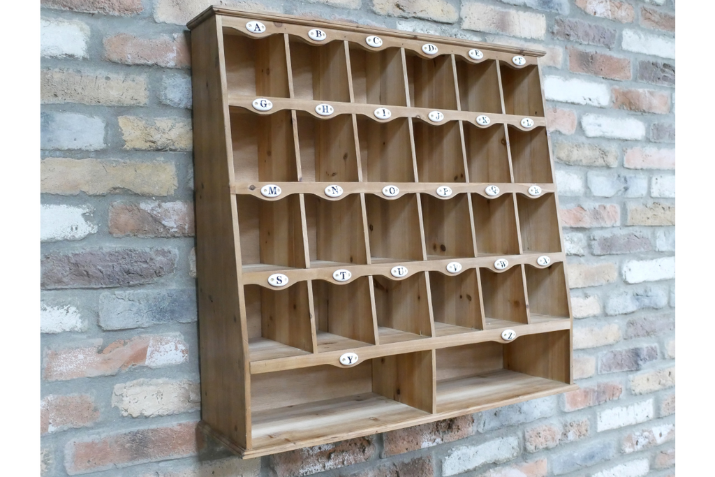 Rustic pigeon hole wall storage cabinet