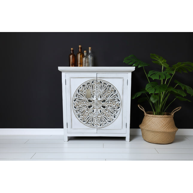 White rustic wood  home storage cabinet uk - Elderflower Lane