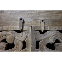 6ft tall carved natural wood armoire storage cupboard