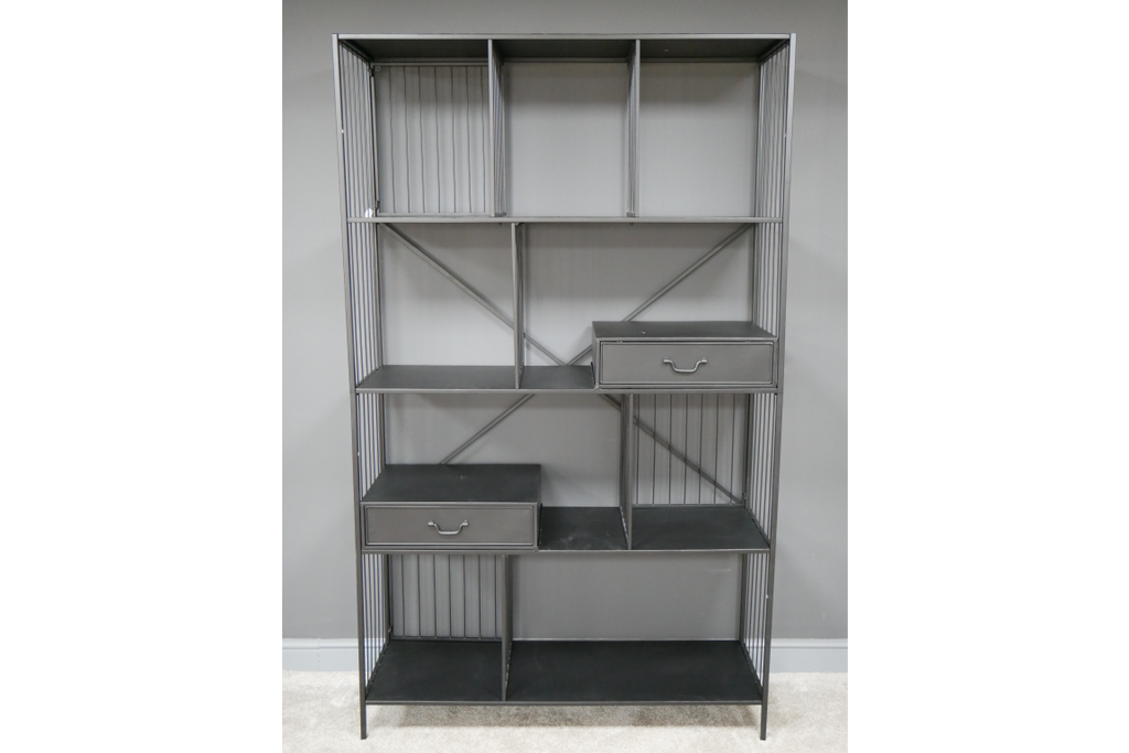 Large impressive industrial metal storage display shelf cabinet
