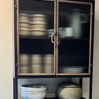 Black metal & glass wall display cabinet uk