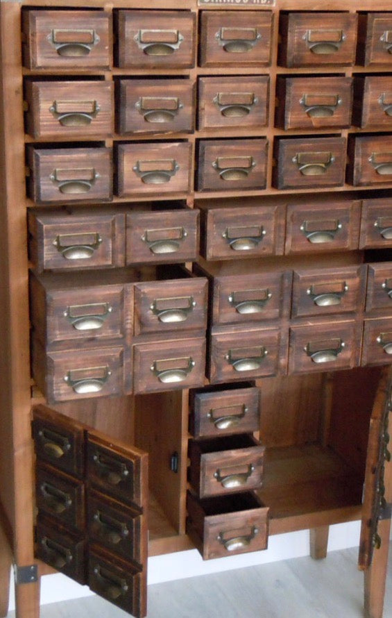 Large multi drawer apothecary storage cabinet