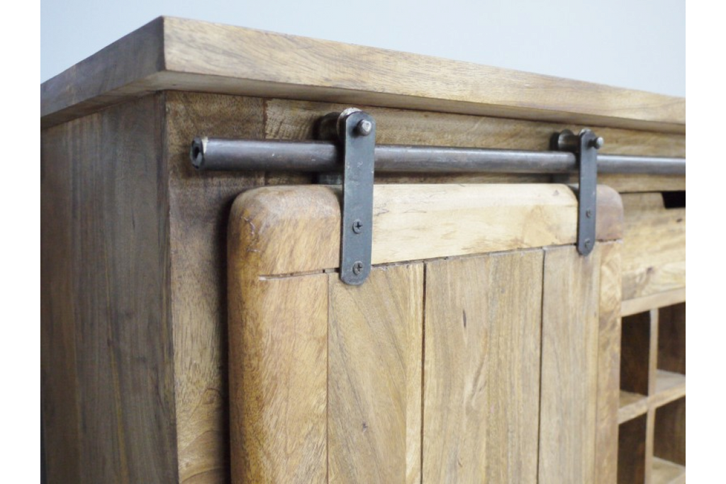 Industrial iron & wood wine storage cabinet - Back in stock May