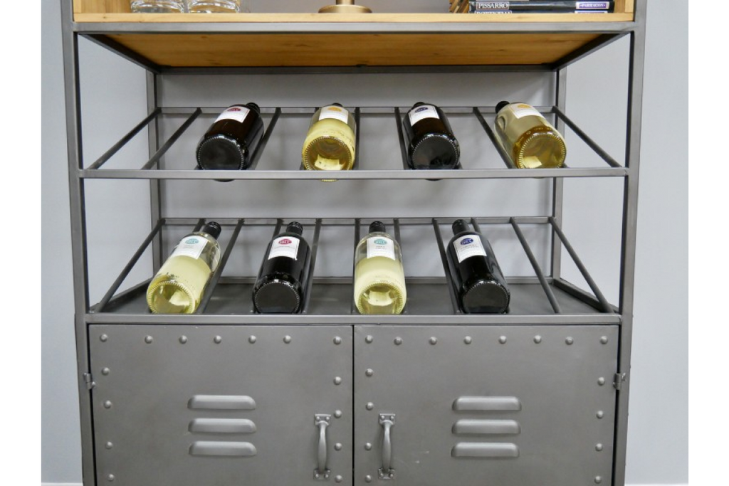 Tall Industrial Metal Wine Cabinet.