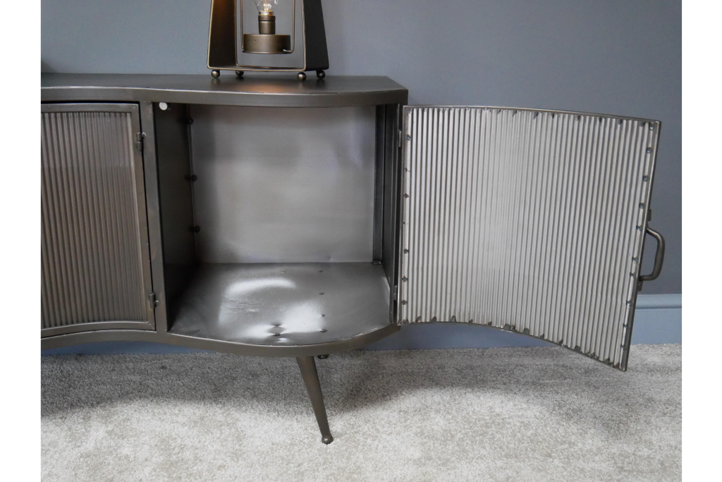Large industrial retro ribbed metal storage cabinet - back in stock June