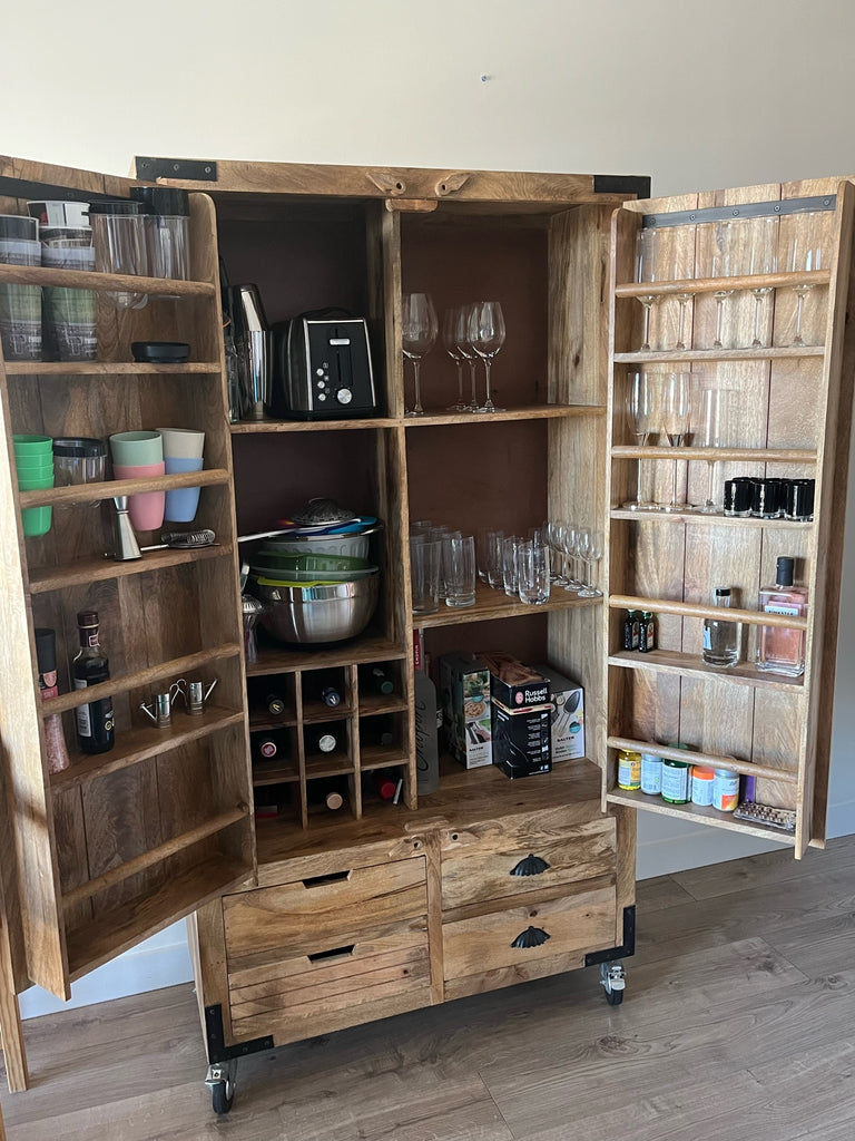Large Rustic Wood Larder Pantry storage cabinet - Drinks Cabinet