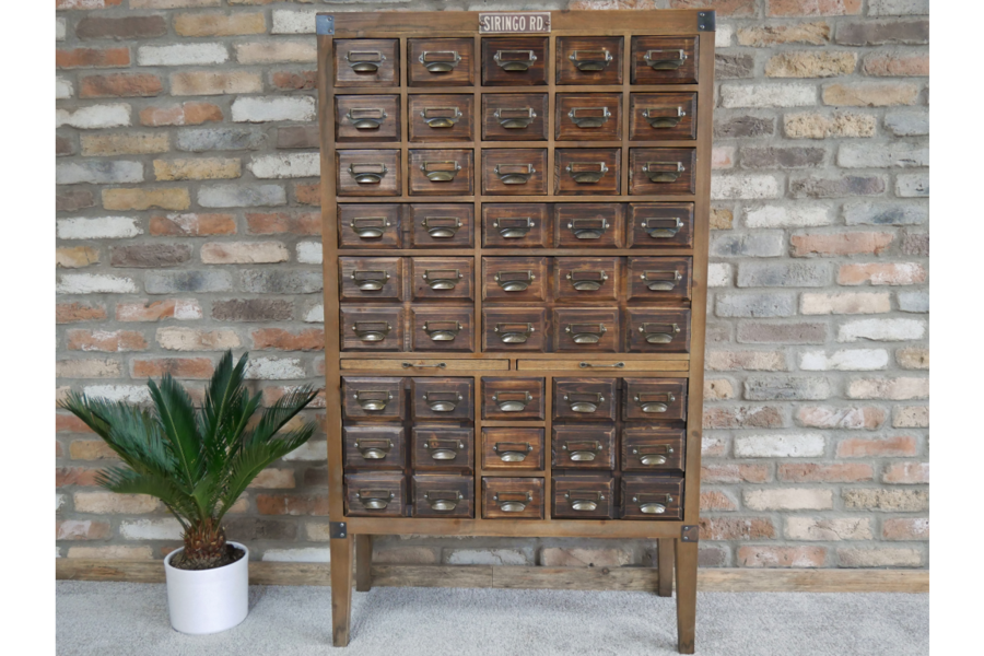 Large Fir Wood 45 Drawer Storage Apothecary Cabinet