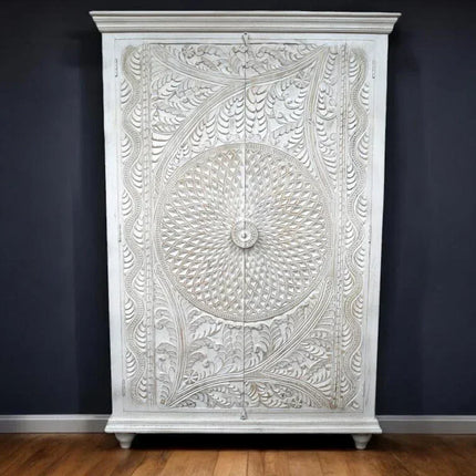 Hand carved ornate white wood  furniture range uk