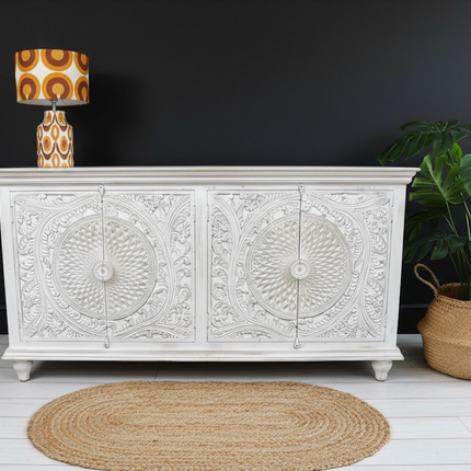 Carved wood storage cabinet range - Elderflower Lane