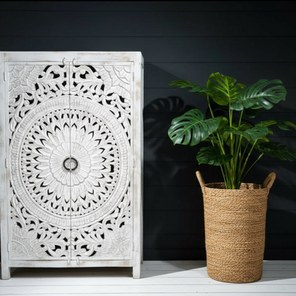 Carved wood storage cabinet range uk - Elderflower Lane