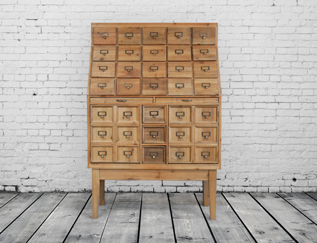 Apothecary multi drawer storage cabinet