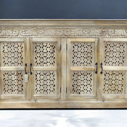Hand carved ornate natural wood cabinet collection uk