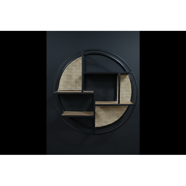 black metal round wall display shelves - Elderflower Lane