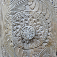Natural wood ornate carved wood side cabinet