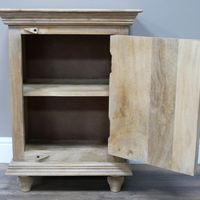 Natural wood ornate carved wood side cabinet