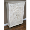 140cm tall white ornate hand carved wood shelved armoire storage cupboard