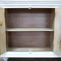 White ornate carved wood sideboard - storage cabinet - In stock July
