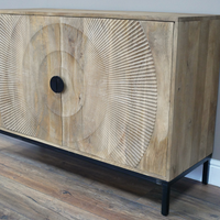 Carved natural wood "Circles" storage cabinet