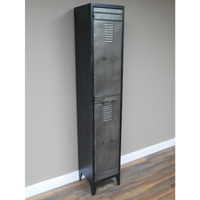 Tall slim iron shelved storage locker