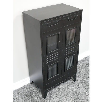 Black metal home storage cabinet