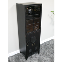 Black metal glass fronted storage display cabinet