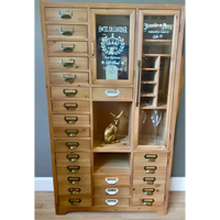 Rustic wood multi drawer storage display cabinet