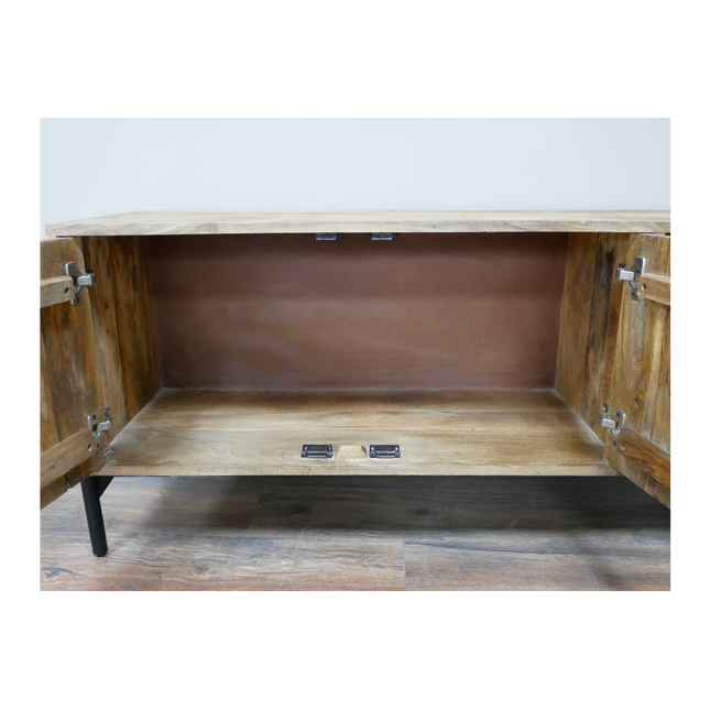 Carved natural wood "Circles" TV Stand