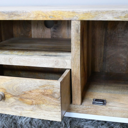 Carved wood tv storage cabinet