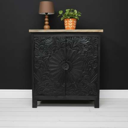 Black rustic wood storage cabinet UK - Elderflower Lane