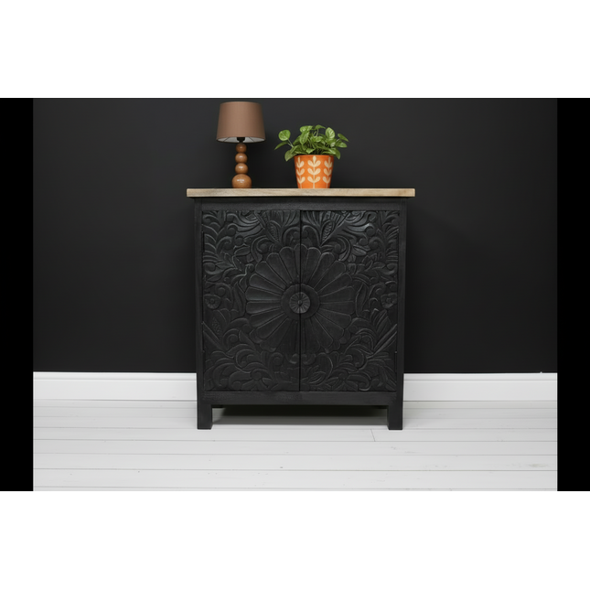 Black rustic wood storage cabinet UK - Elderflower Lane