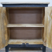 Black wood ornate carved 2 door cupboard