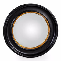 Black & gold framed round porthole fisheye mirror
