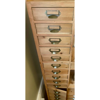 Tall slim rustic wood multi drawer storage display cabinet