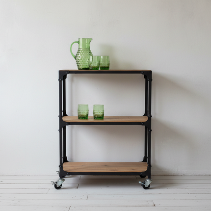 Industrial 3 tier shelving on wheels - Elderflower Lane