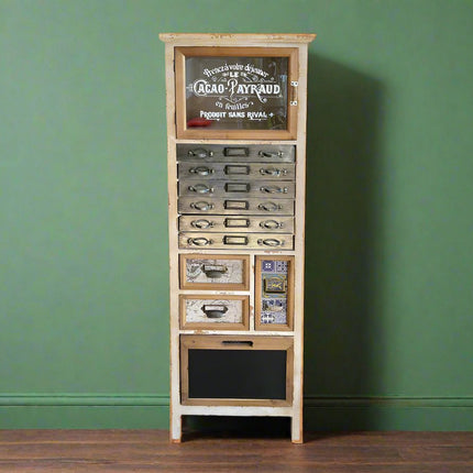 Cream vintage wooden multi drawer storage cabinet - Back in stock May