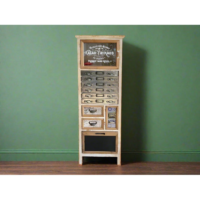 Cream vintage wooden multi drawer storage cabinet - Back in stock May
