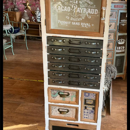 Cream vintage wooden multi drawer storage cabinet - Back in stock May
