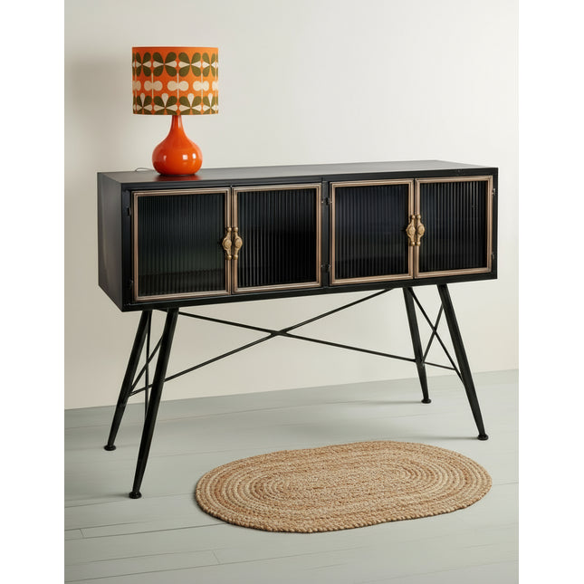 Black metal & ribbed glass storage cabinet - Elderflower Lane