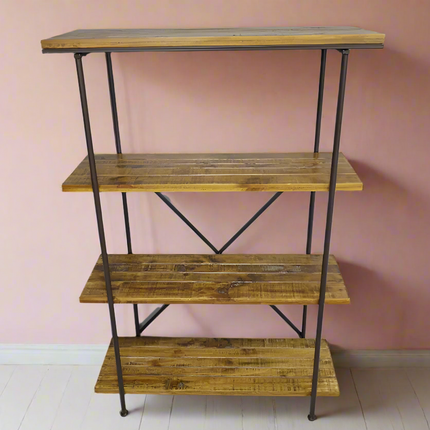 Tall metal & rustic wood 4 shelf unit