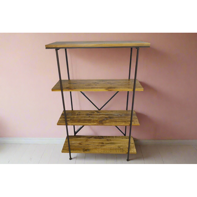 Tall metal & rustic wood 4 shelf unit