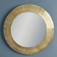 Large round gold aluminium wall mirror 