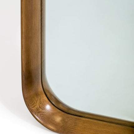 Extra large oak wood framed square wall mirror - H100cm x W100cm
