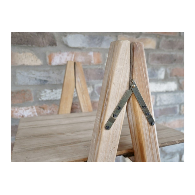 Tall "A" frame rustic wood 4 tier cascade display shelves