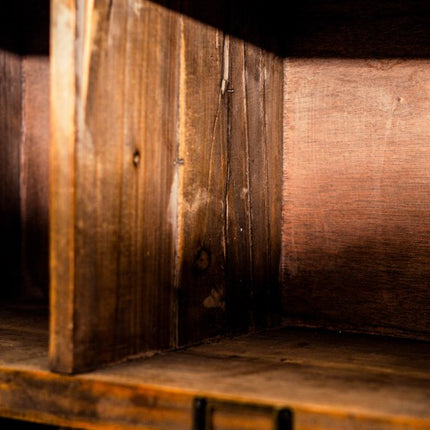 Rustic wood multi compartment 9 pigeon hole wall storage cabinet