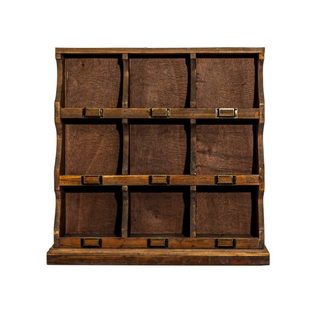 Multi compartment wood wall storage cabinet