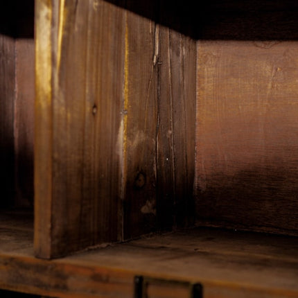 Freestanding rustic wood multi 16 compartment pigeon hole storage cabinet