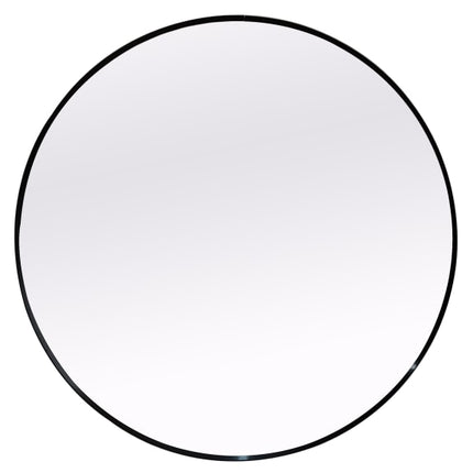 Extra large black metal framed round wall mirror - 100cm x 100cm
